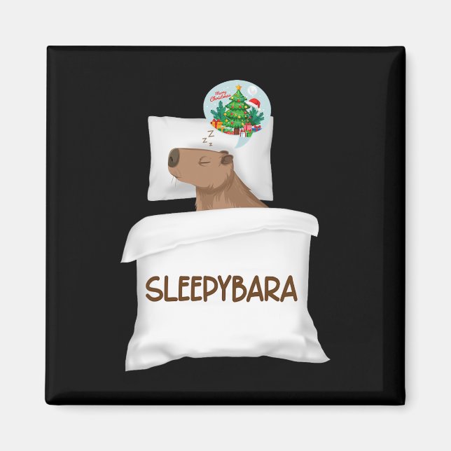Capybara Sleep Night Xmas Rodent Christmas Dream S Magnet (Front)