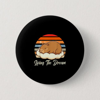 Capybara sleepybara living the dream retro vintage 6 cm round badge