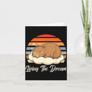 Capybara Sleepybara Living The Dream Retro Vintage Card