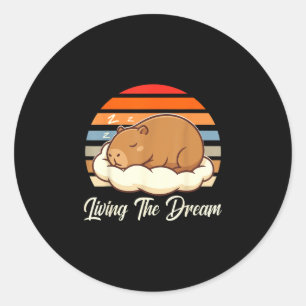 Capybara sleepybara living the dream retro vintage classic round sticker