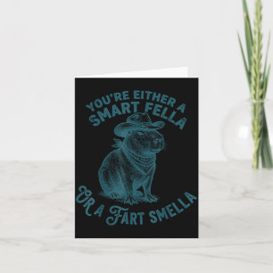 Capybara Smart Fella Fart Smella Funny Cowboy Humo Card