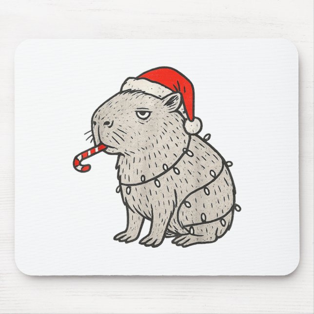 Capybara Smoking Christmas Ugly Cigarette Gen Z  Mouse Pad (Front)