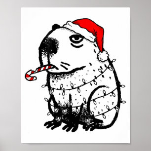Capybara Smoking Christmas Ugly Cigarette Gen Z Poster