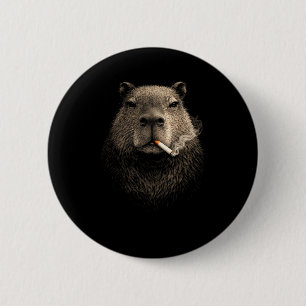 Capybara smoking meme funny retro vintage aestheti 6 cm round badge