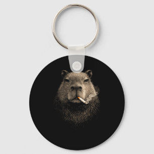 Capybara smoking meme funny retro vintage aestheti key ring