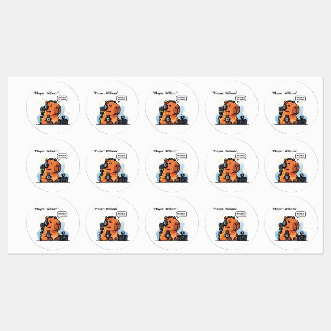 Capybara Streamer Sticker – Custom Gamer Design (Sheet)
