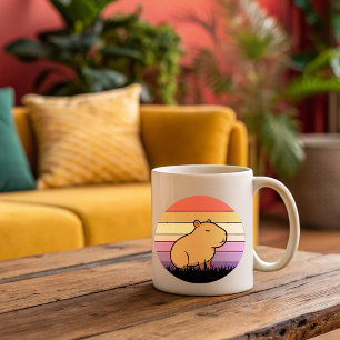 Capybara Sunset Mug Relaxing & Aesthetic Animal