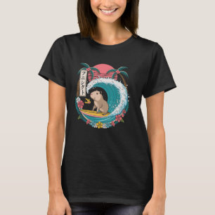 Capybara Surfing Big Wave Kanji Japanese Tropical T-Shirt