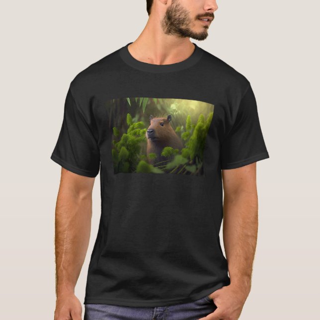 Capybara surrounded by plants T-Shirt (Front)