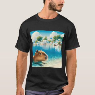 Capybara Swimming In Greece  T-Shirt