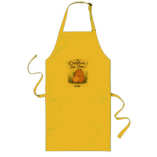 Capybara Tea Time | Cute Capybara Drinking Tea Fun Long Apron