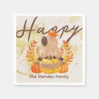 Capybara Thanksgiving Family Dinner Turkey Napkin