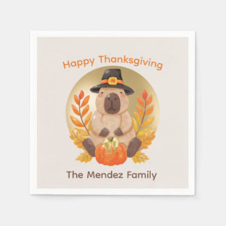 Capybara Thanksgiving Family Dinner Turkey Napkin