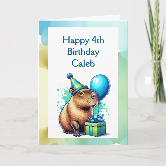 Capybara Themed Boy's Birthday Party Personalised Card (Front)