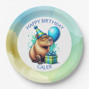  Capybara Themed Boy's Birthday Party Personalized Paper Plate