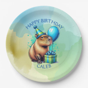  Capybara Themed Boy's Birthday Party Personalized Paper Plate