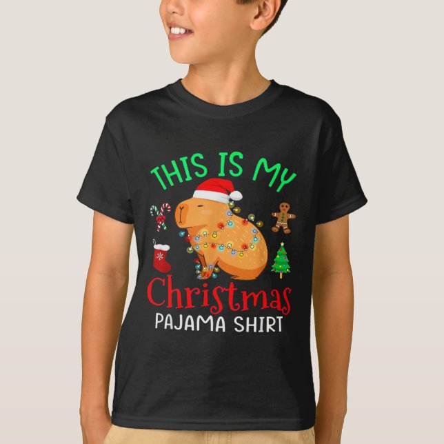 Capybara This Is My Christmas Pajama Capy Santa Me T-Shirt (Front)