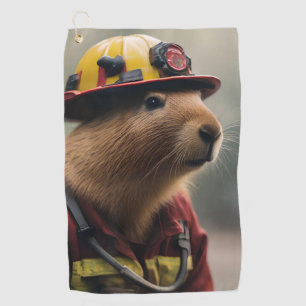"Capybara to the Rescue: Firefighter Extraordinair Golf Towel