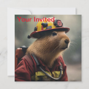 "Capybara to the Rescue: Firefighter Extraordinair Invitation