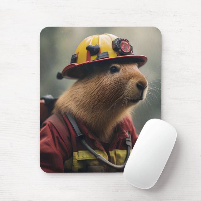 "Capybara to the Rescue: Firefighter Extraordinair Mouse Pad (With Mouse)
