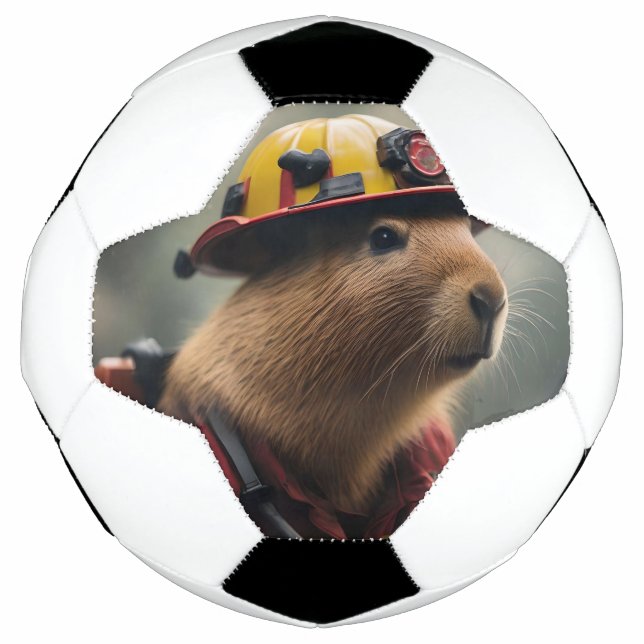 "Capybara to the Rescue: Firefighter Extraordinair Soccer Ball (Front)