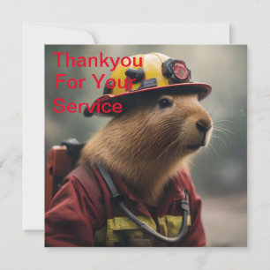 "Capybara to the Rescue: Firefighter Extraordinair Thank You Card