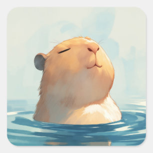 Capybara Tranquil Moment Square Sticker