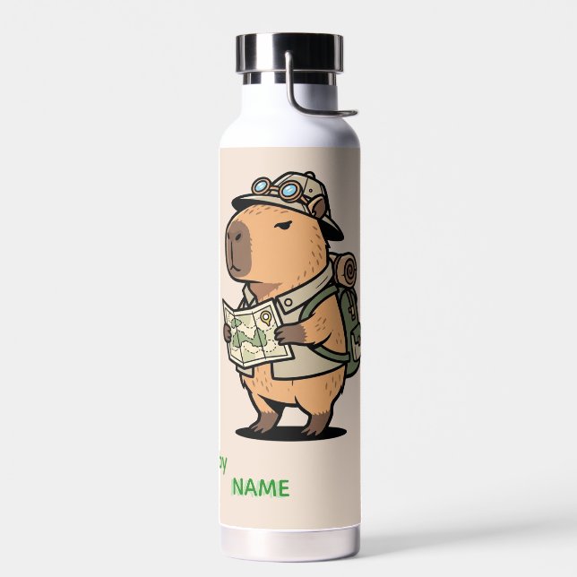 Capybara Travel Bottle – Customizable Phrase (Left)