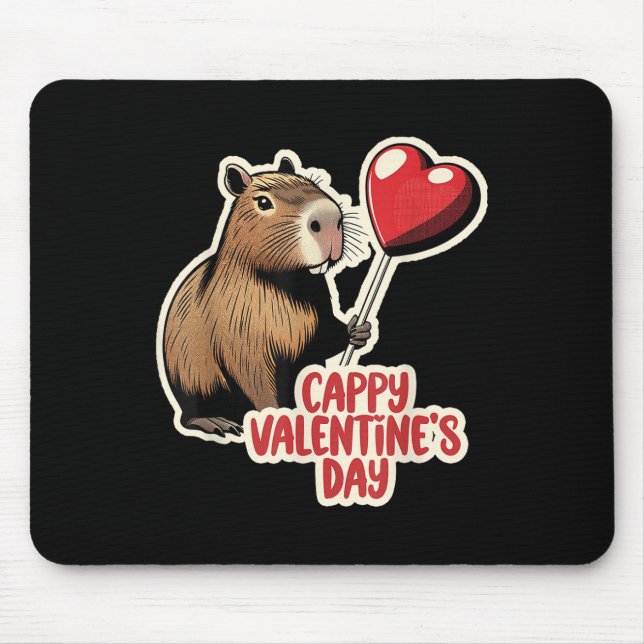 Capybara Valentine, Cappy Valentines Day, Capybara Mouse Pad (Front)