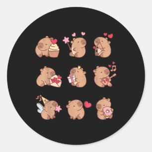 Capybara Valentine Funny Capy Animals Lovers Uni K Classic Round Sticker