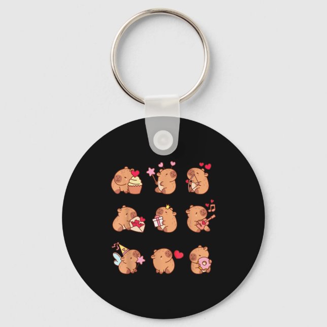 Capybara Valentine Funny Capy Animals Lovers Uni K Key Ring (Front)