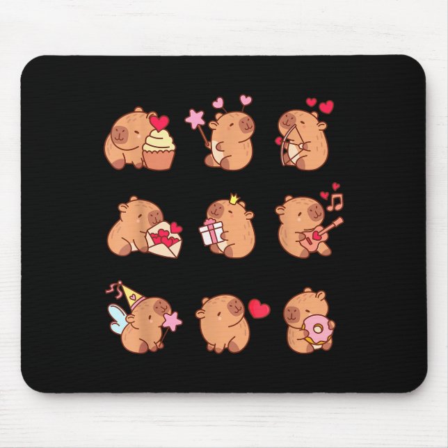 Capybara Valentine Funny Capy Animals Lovers Uni K Mouse Pad (Front)