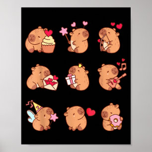 Capybara Valentine Funny Capy Animals Lovers Uni K Poster