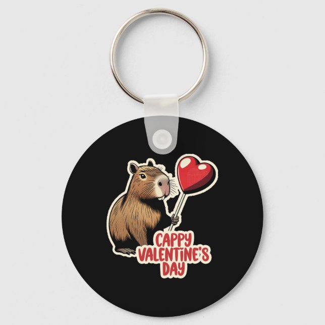 Capybara Valentine  Key Ring (Front)