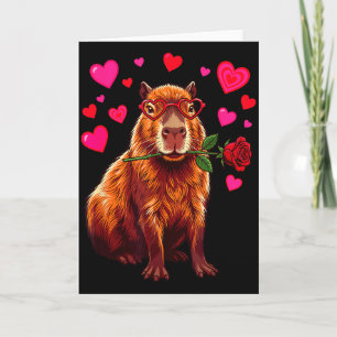 Capybara Valentines Day Heart Gles Rose Funny Love Card