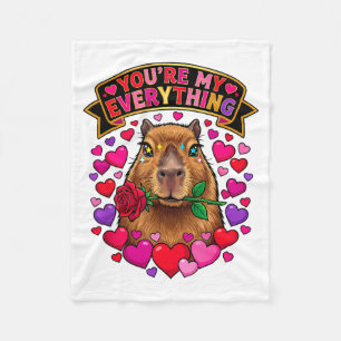 Capybara Valentines Day Rose Youre My Everything H Fleece Blanket
