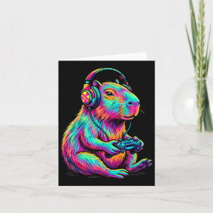 Capybara Video Games Gamer Funny Gaming Graphic Ki Card