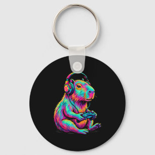 Capybara Video Games Gamer Funny Gaming Graphic Ki Key Ring