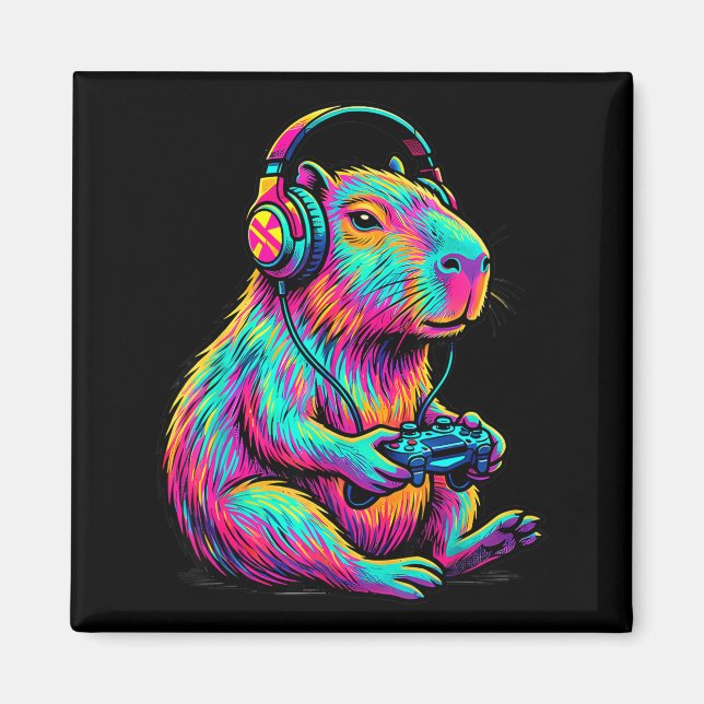 Capybara Video Games Gamer Funny Gaming Graphic Ki Magnet (Front)