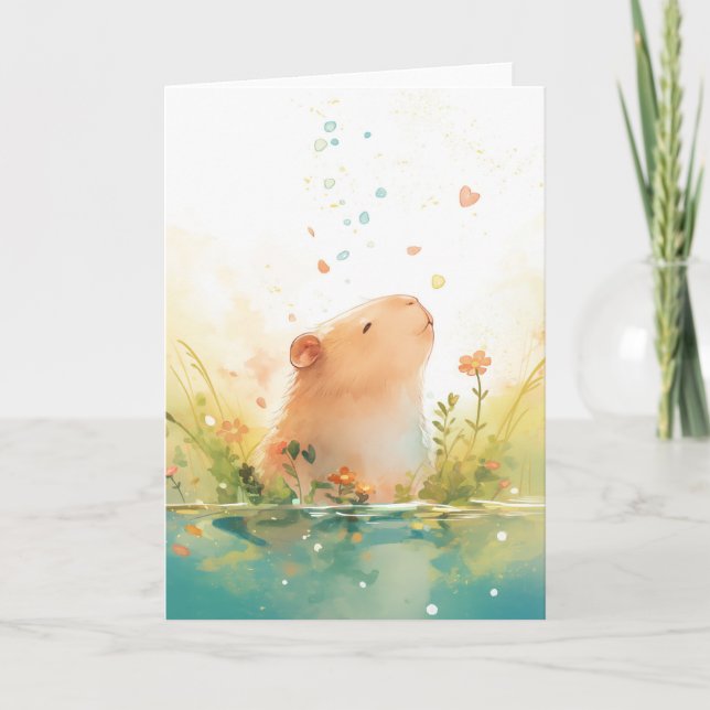 Capybara Water Garden Card (Front)