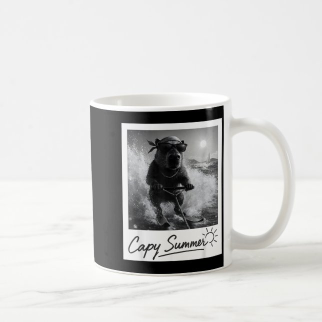 Capybara water skiing summer funny meme  coffee mug (Right)