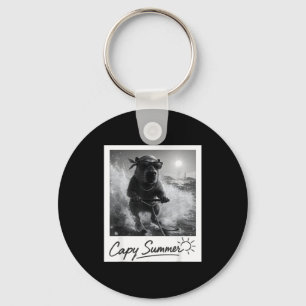 Capybara water skiing summer funny meme  key ring