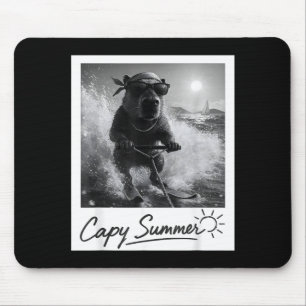 Capybara water skiing summer funny meme mouse pad