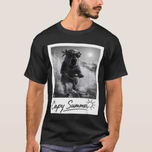 Capybara water skiing summer funny meme T-Shirt