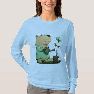 Capybara Watering Plant Funny Women’s T-Shirt