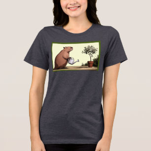 Capybara Watering Plant Funny Women’s T-Shirt Tri-Blend Shirt