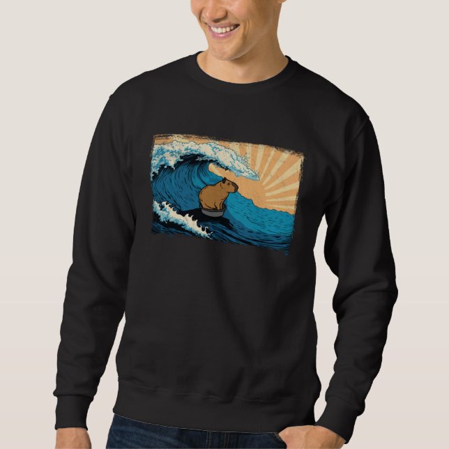 Capybara Wave  Capibara Gnawer Beach Surfing Sweatshirt (Front)