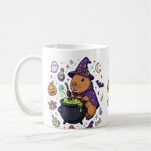 Capybara Witch Cauldron Halloween Art Coffee Mug