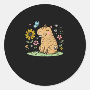 Capybara With Butterfly Floral Field Day Sticker