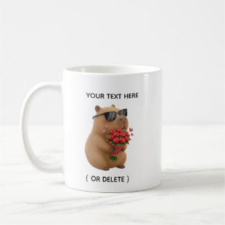 Capybara with Flower Bouquet Custom Name Mug